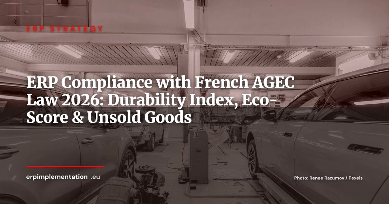 ERP & France's AGEC Anti-Waste Law 2026: Durability Index, Environmental Scoring, and Unsold Goods Compliance