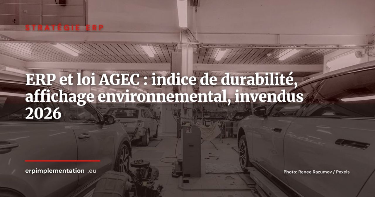 ERP face à l'AGEC : indice de durabilité 2026, éco-score, invendus non-alimentaires, guide pour les marques françaises