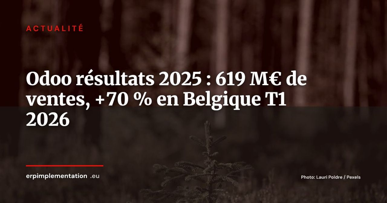 Odoo affiche 619 M€ de ventes en 2025 et une croissance de 70 % en Belgique au T1 2026