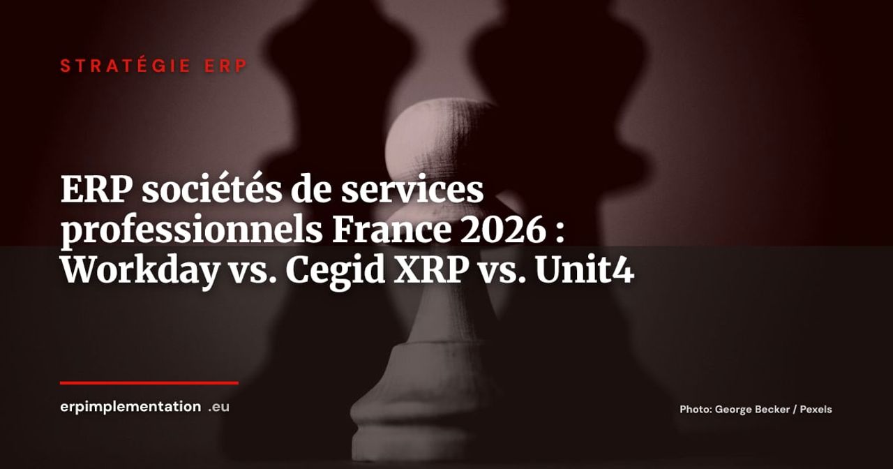Workday Financials vs. Cegid XRP Flex vs. Unit4 ERP Cloud : ERP pour sociétés de services professionnels France 2026